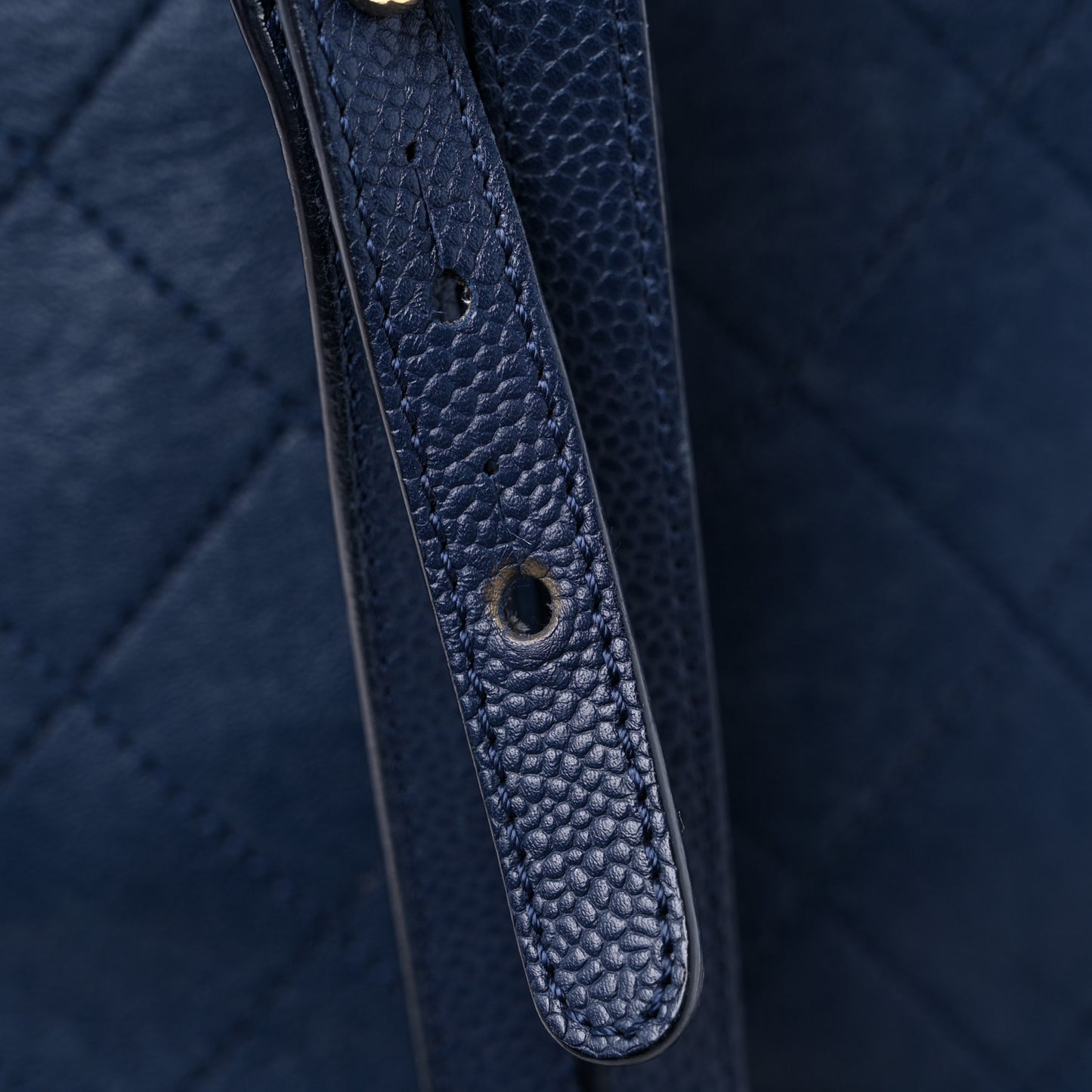 Sheepskin Caviar Quilted Daily Round Backpack Blue