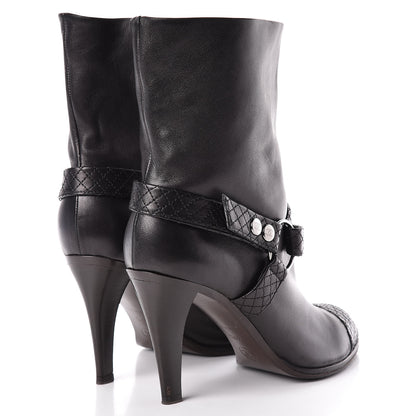 Chanel Calfskin Quilted Cap Toe Boots 40.5 Black 4 of 9