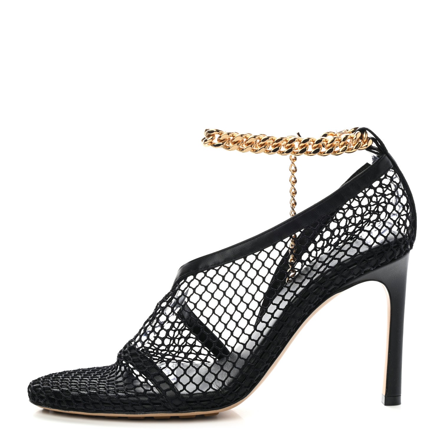 Bottega Veneta Mesh Nappa Chunky Chain Sandals 38.5 Black 1 of 7