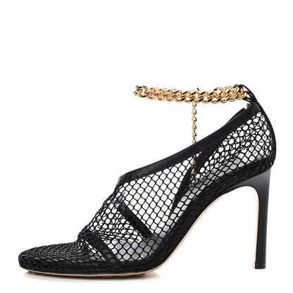 Bottega Veneta Mesh Nappa Chunky Chain Sandals 38.5 Black 1 of 7