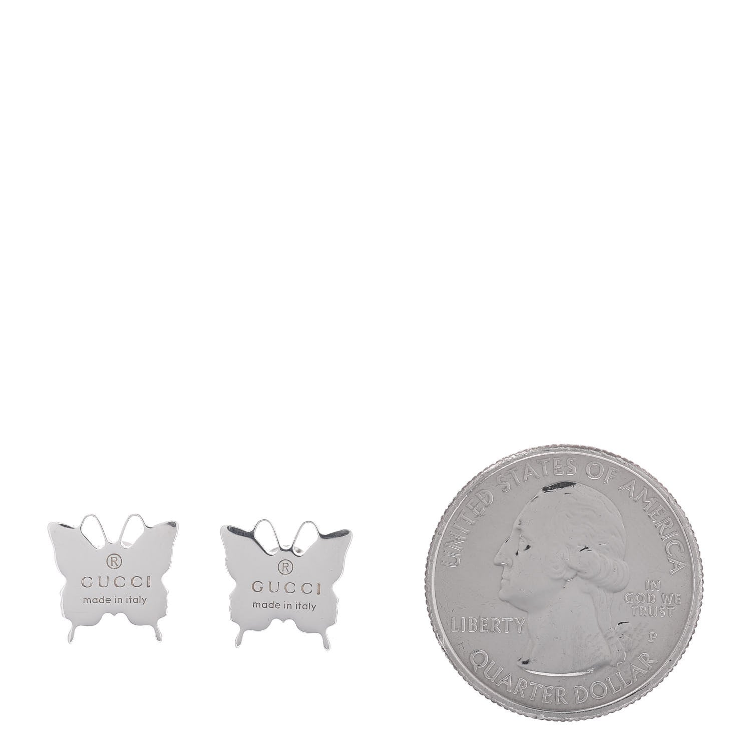 Gucci Sterling Silver Trademark Butterfly Stud Earrings 2 of 4