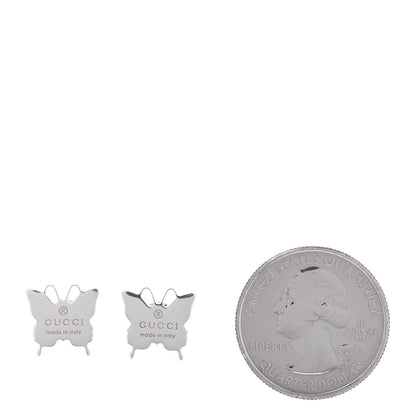 Gucci Sterling Silver Trademark Butterfly Stud Earrings 2 of 4