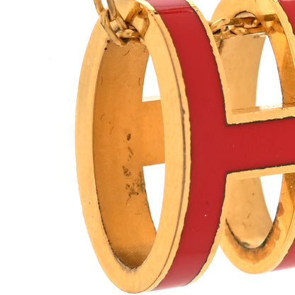 Hermes Lacquered Gold Pop H Pendant Necklace Rouge Vif 7 of 8