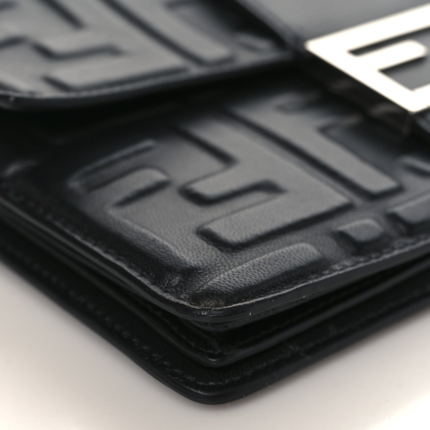 Nappa FF 1974 Embossed Baguette Clutch Black