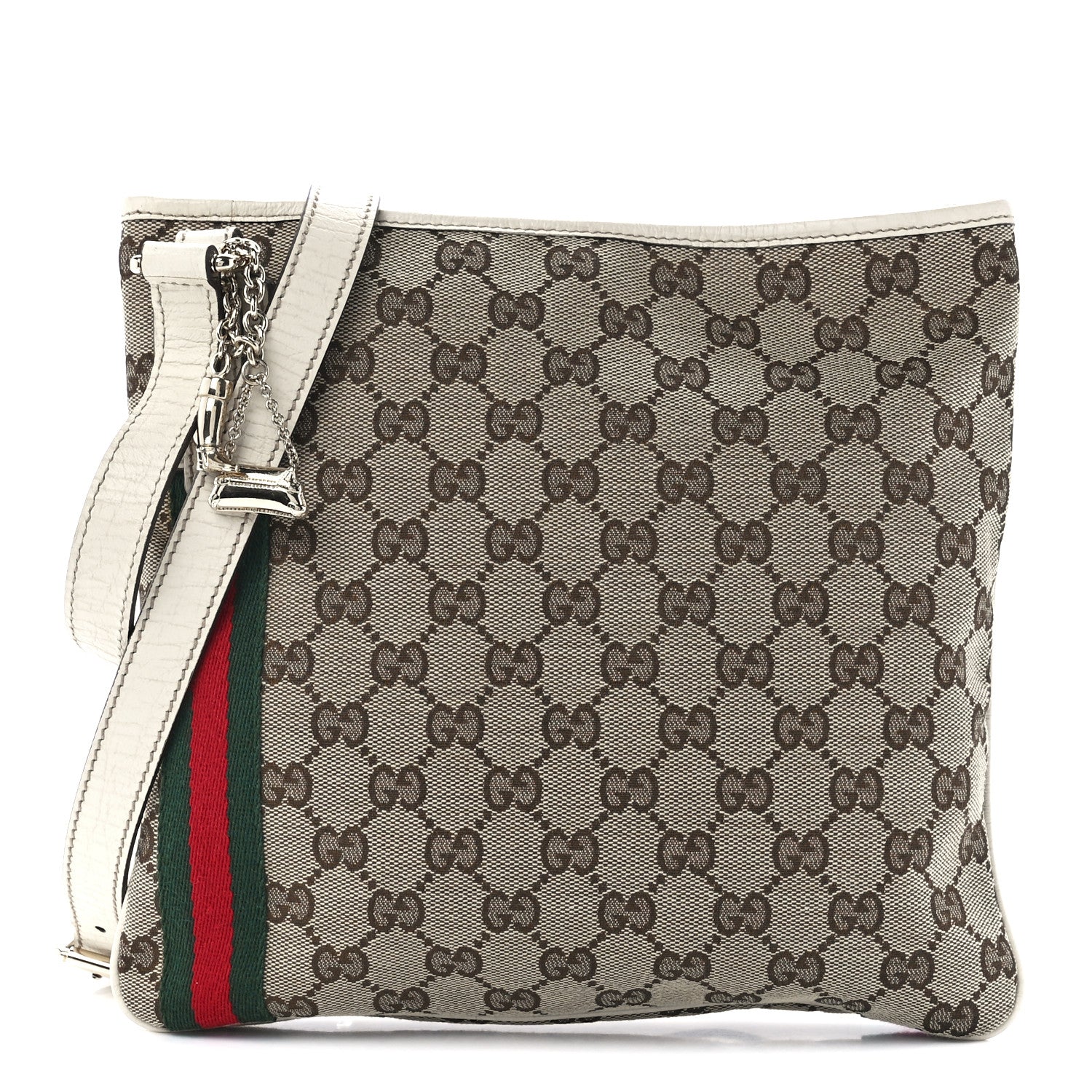 Gucci Monogram Web Jolicoeur Charms Messenger White 1 of 11