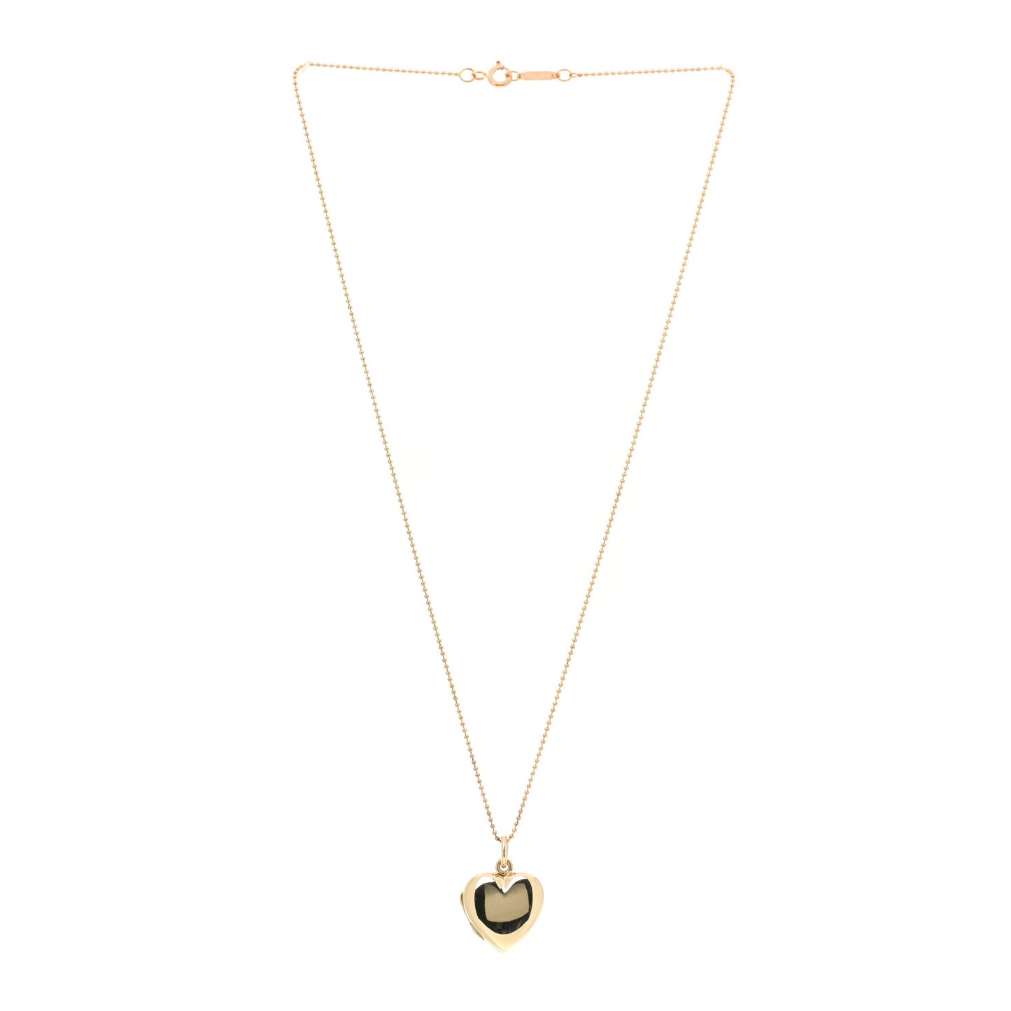 18K Yellow Gold Heart Locket Pendant Necklace