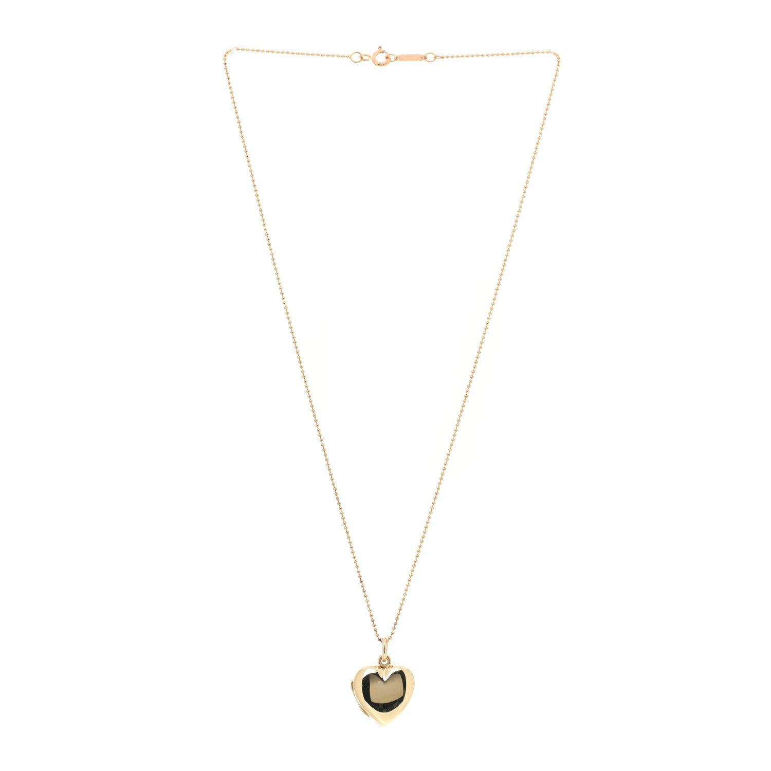 Tiffany 18K Yellow Gold Heart Locket Pendant Necklace 3 of 8
