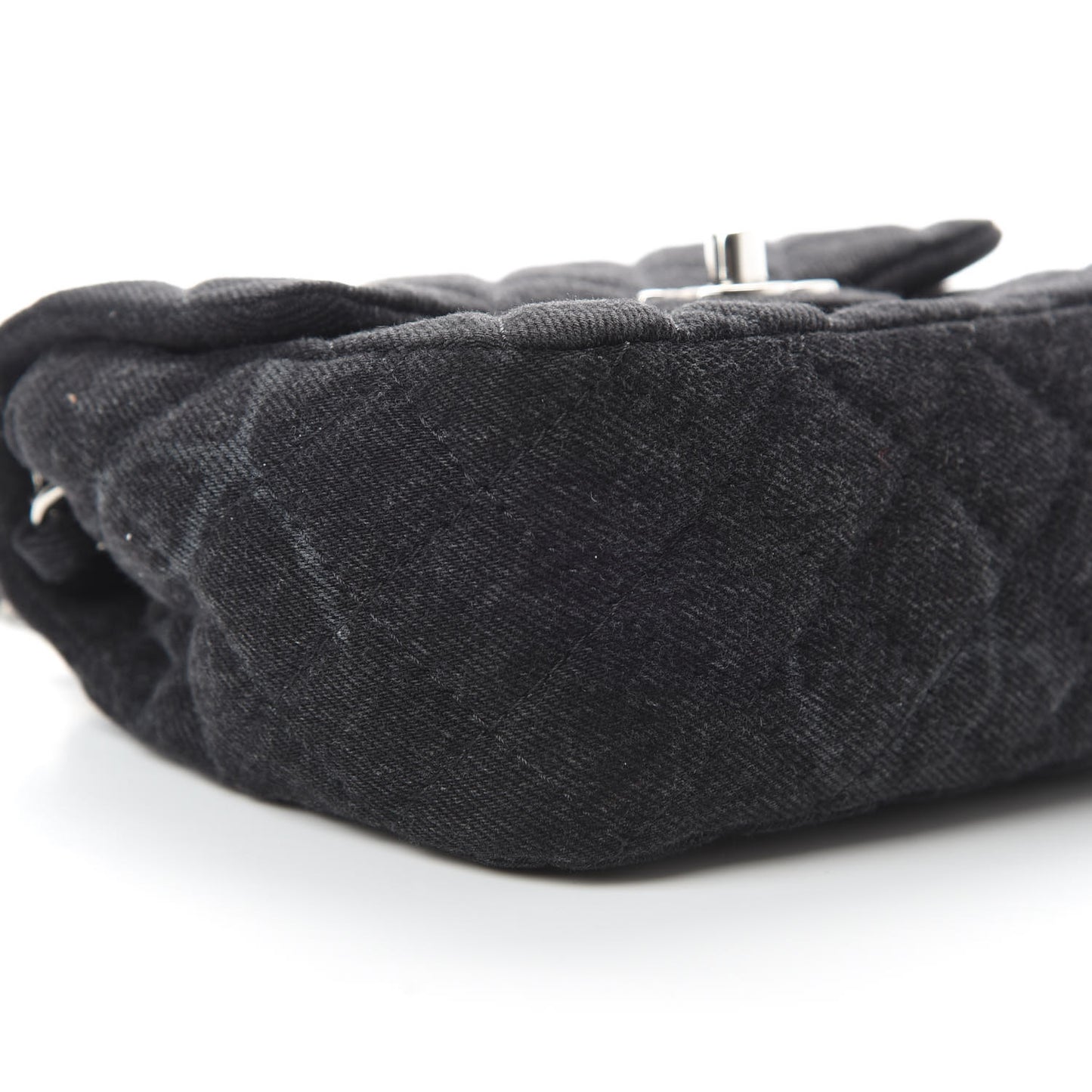 Denim CC Quilted Mini Square Flap Black