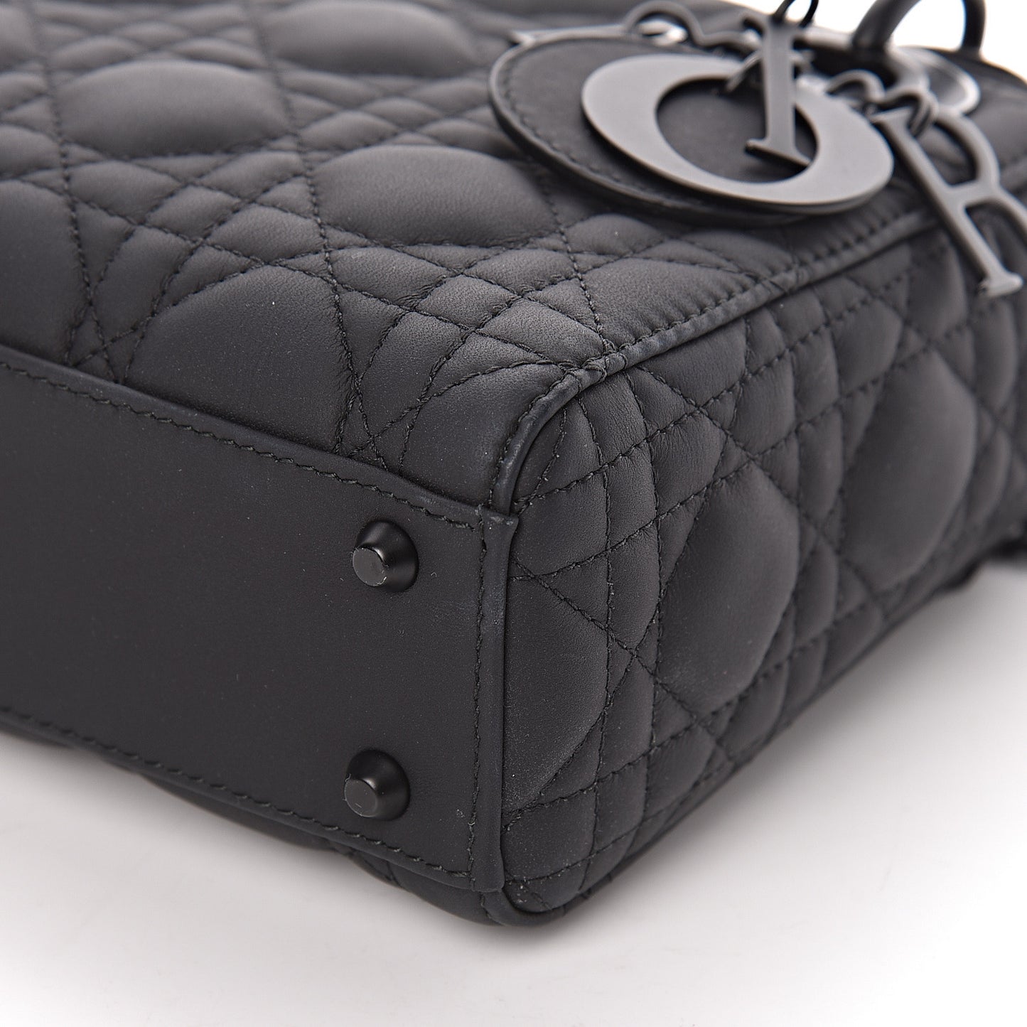 Ultra Matte Calfskin Cannage Mini Lady Dior Black
