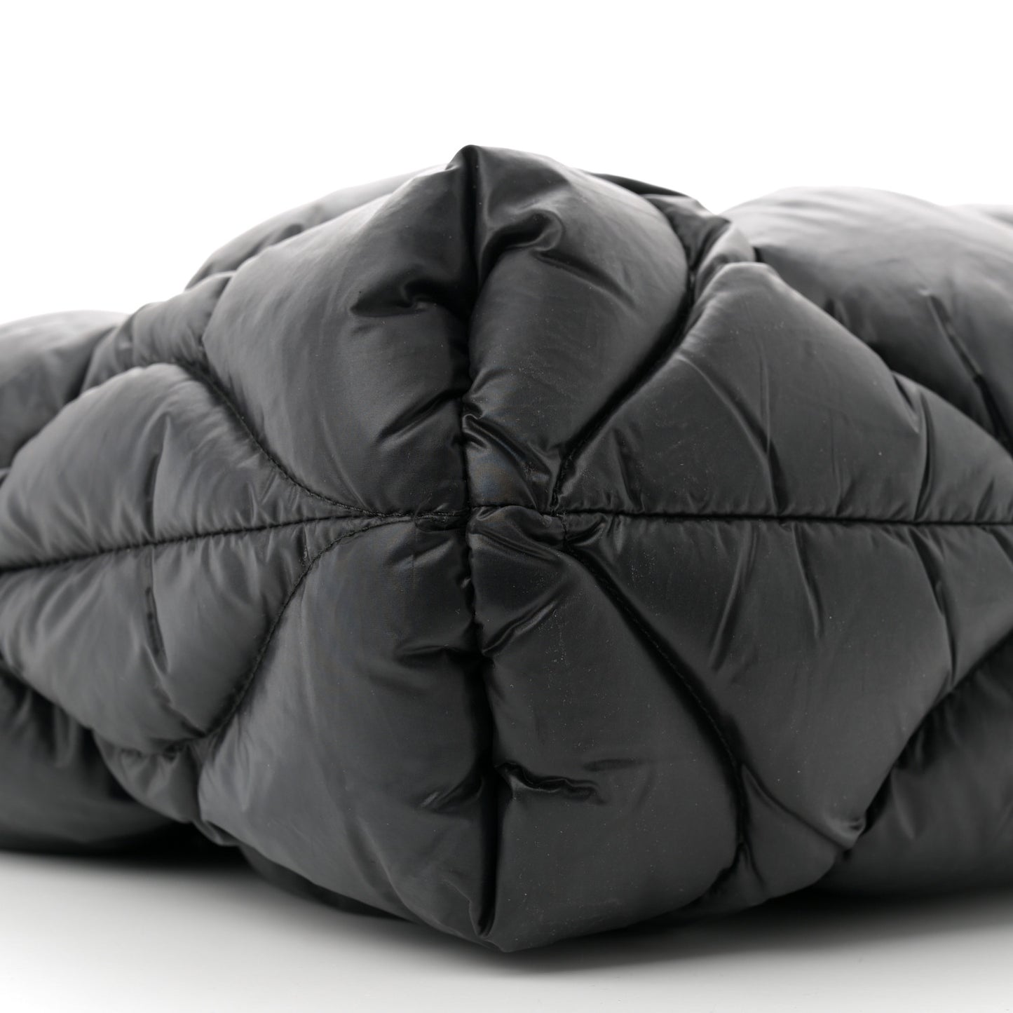 Padded Nylon Quilted Tote Black