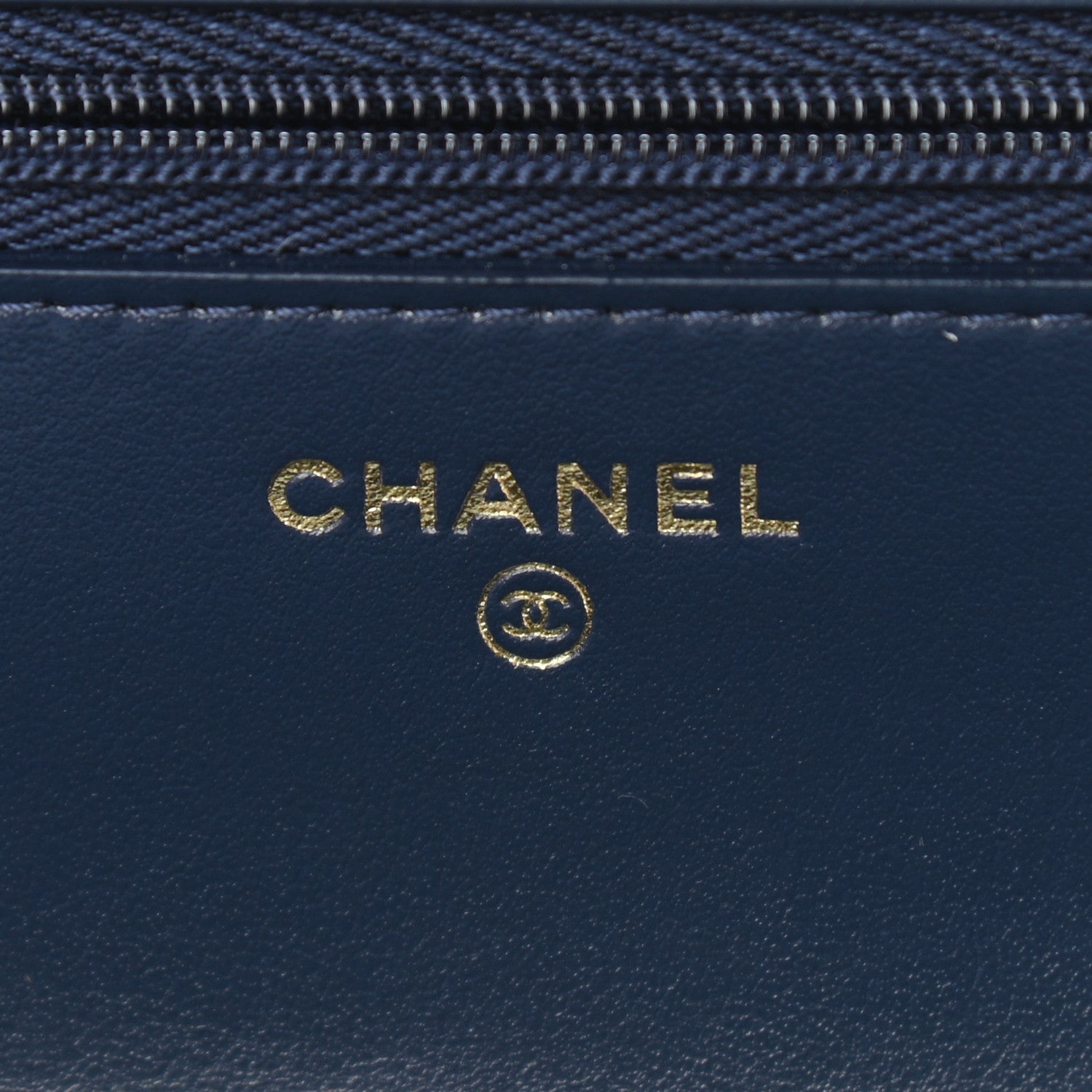 Chanel Denim Printed Wallet On Chain WOC Dark Blue 5 of 11
