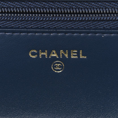 Chanel Denim Printed Wallet On Chain WOC Dark Blue 5 of 11