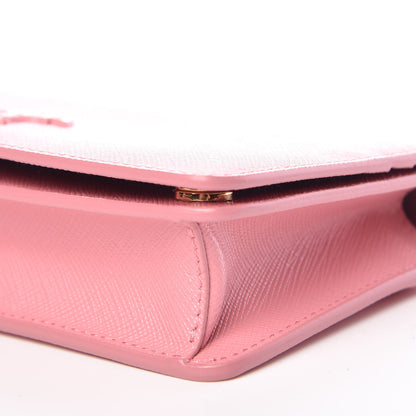 Prada Saffiano Shine Monochrome Chain Wallet Petalo 9 of 10