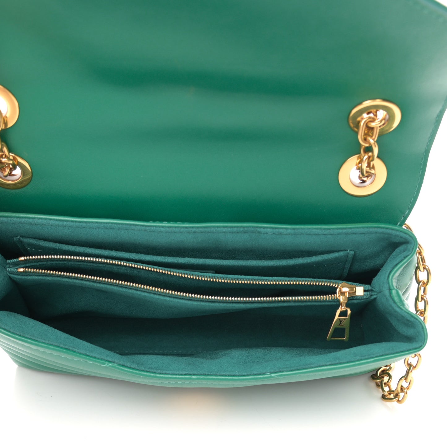 Calfskin LV New Wave Chain Bag Emerald