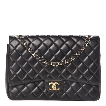 Chanel Lambskin Quilted Maxi Double Flap Black 1 of 9