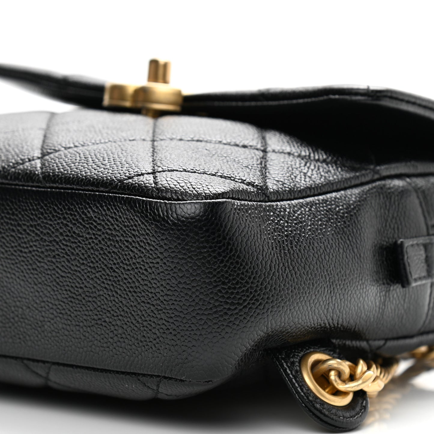 Shiny Caviar Quilted Chain Melody Backpack Black