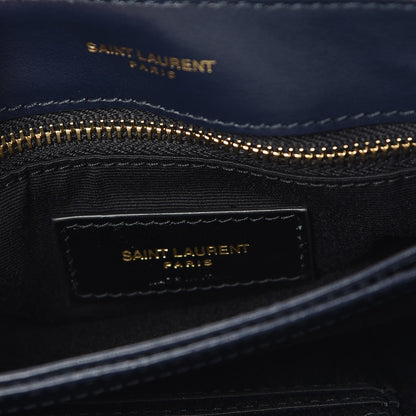 Saint Laurent Velvet Y Quilted Monogram Toy Loulou Crossbody Bag Navy 6 of 11