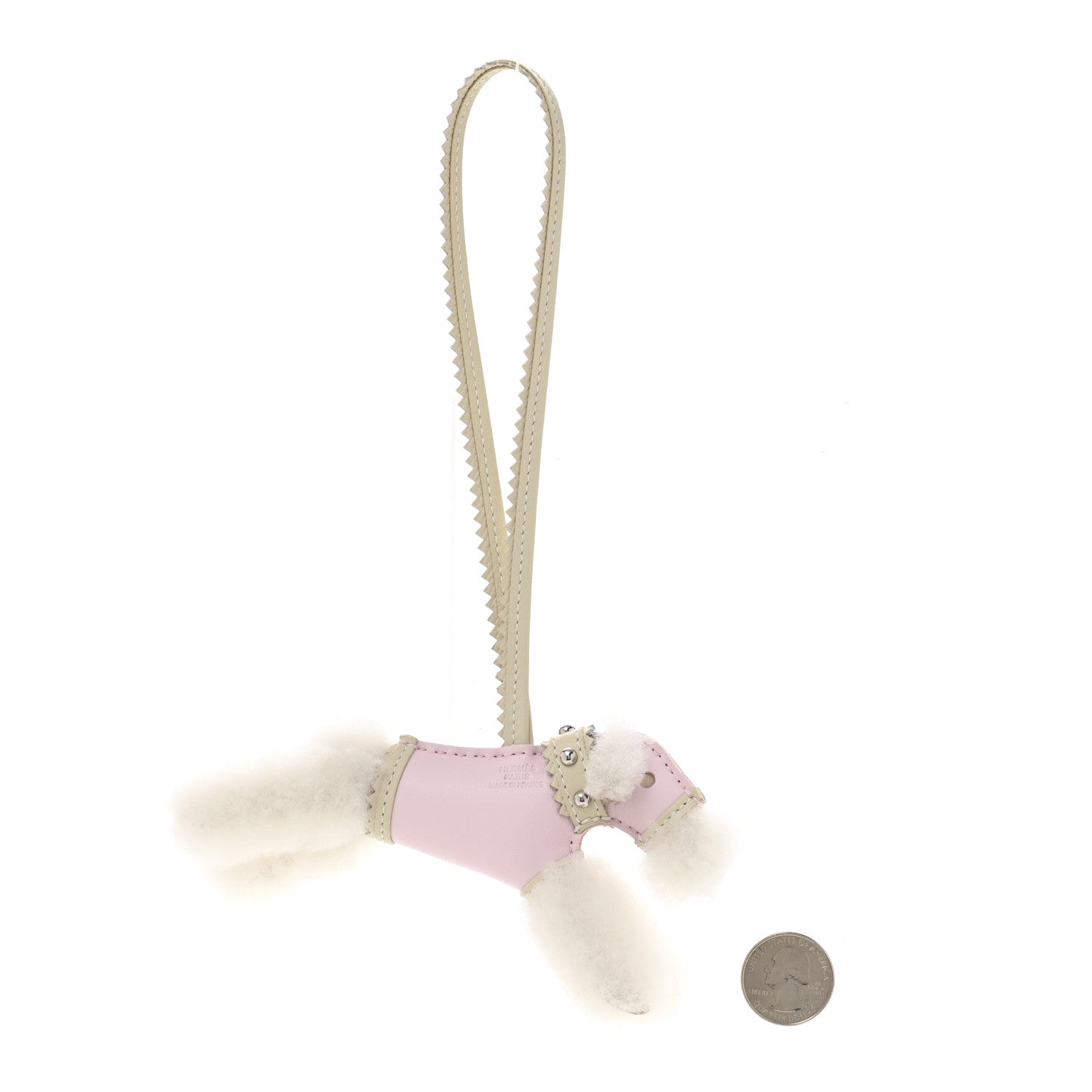 Hermes Milo Lambskin Epsom Shearling Budy Apic Charm Ecru Rose Darling 2 of 5