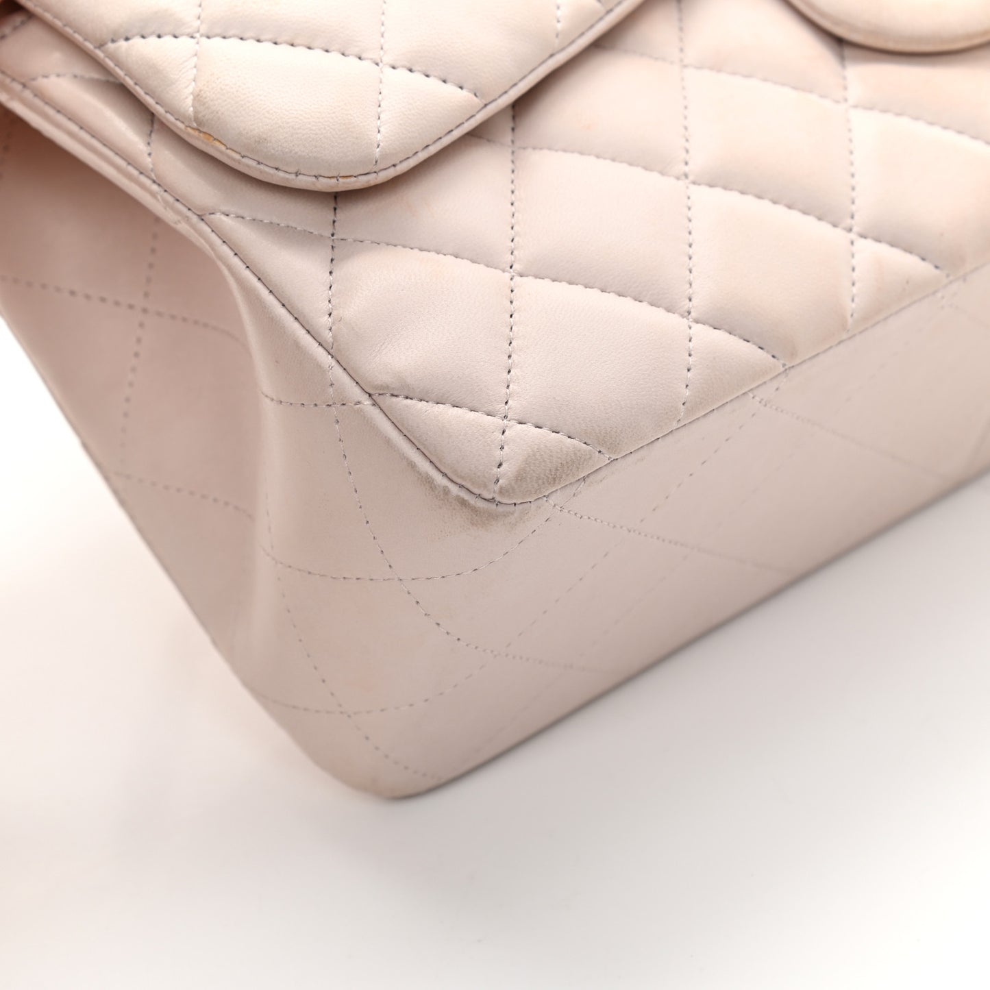 Lambskin Quilted Jumbo Double Flap Light Pink