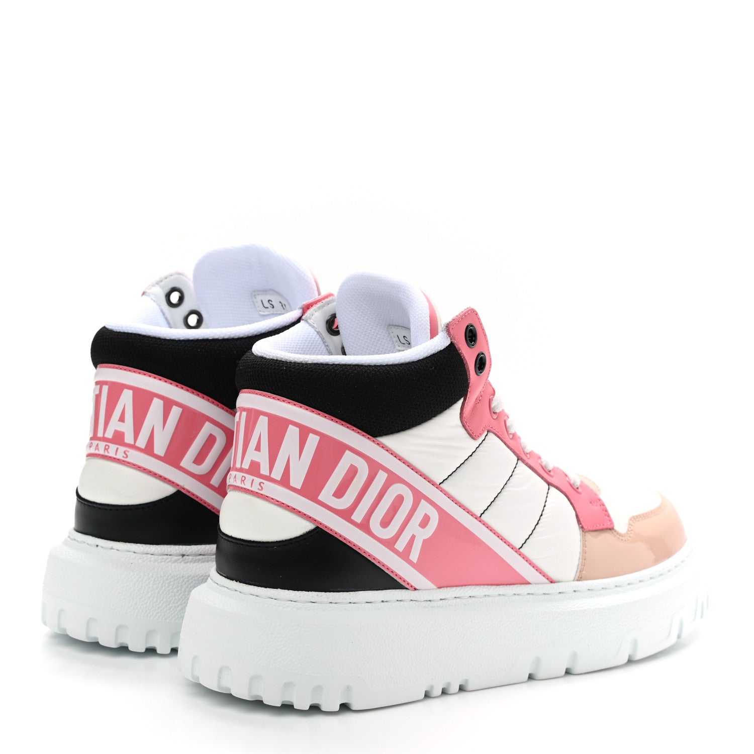 Christian Dior Nylon Calfskin Womens D-Player High Top Sneakers 37 Pink 4 of 8