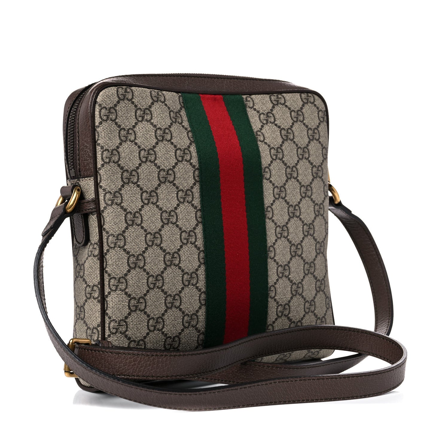 GG Supreme Monogram Web Small Ophidia Messenger Bag Brown