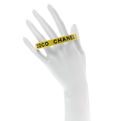 Chanel Resin Logo Bangle Bracelet Yellow Black 2 of 4
