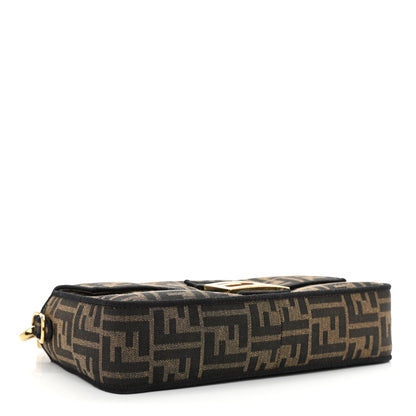 Fendi Fabric Jacquard FF 1974 Medium Baguette Tobacco Moro Black 4 of 12