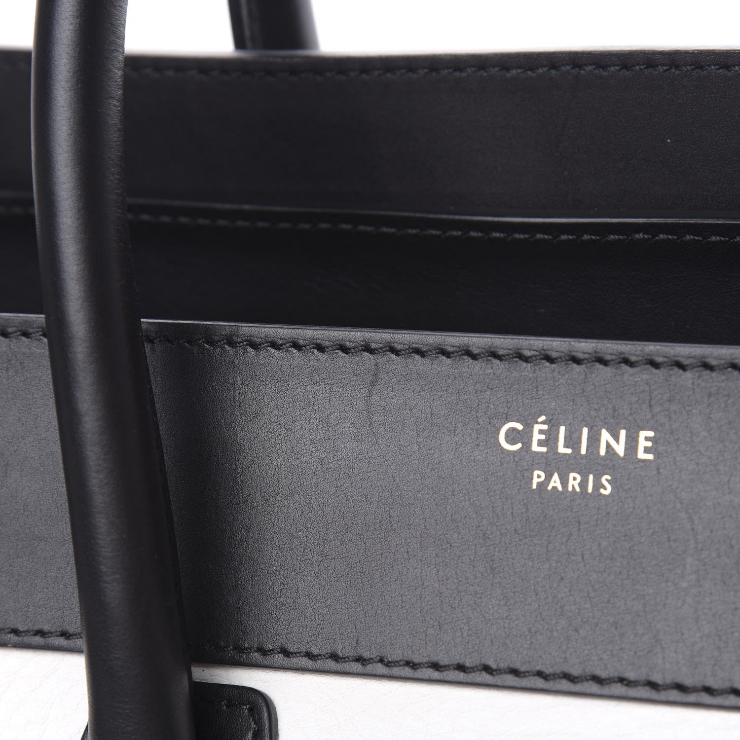 Celine Smooth Calfskin Shrunken Lambskin Mini Bi-Color Luggage Black White 11 of 12