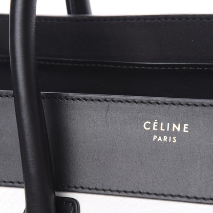 Celine Smooth Calfskin Shrunken Lambskin Mini Bi-Color Luggage Black White 11 of 12
