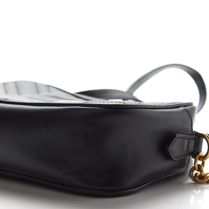 Gucci Calfskin Matelasse Small GG Marmont Chain Shoulder Bag Black 9 of 12