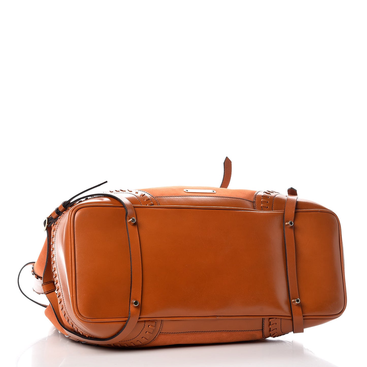 Suede Calfskin Large Whipstitch Tote Brown