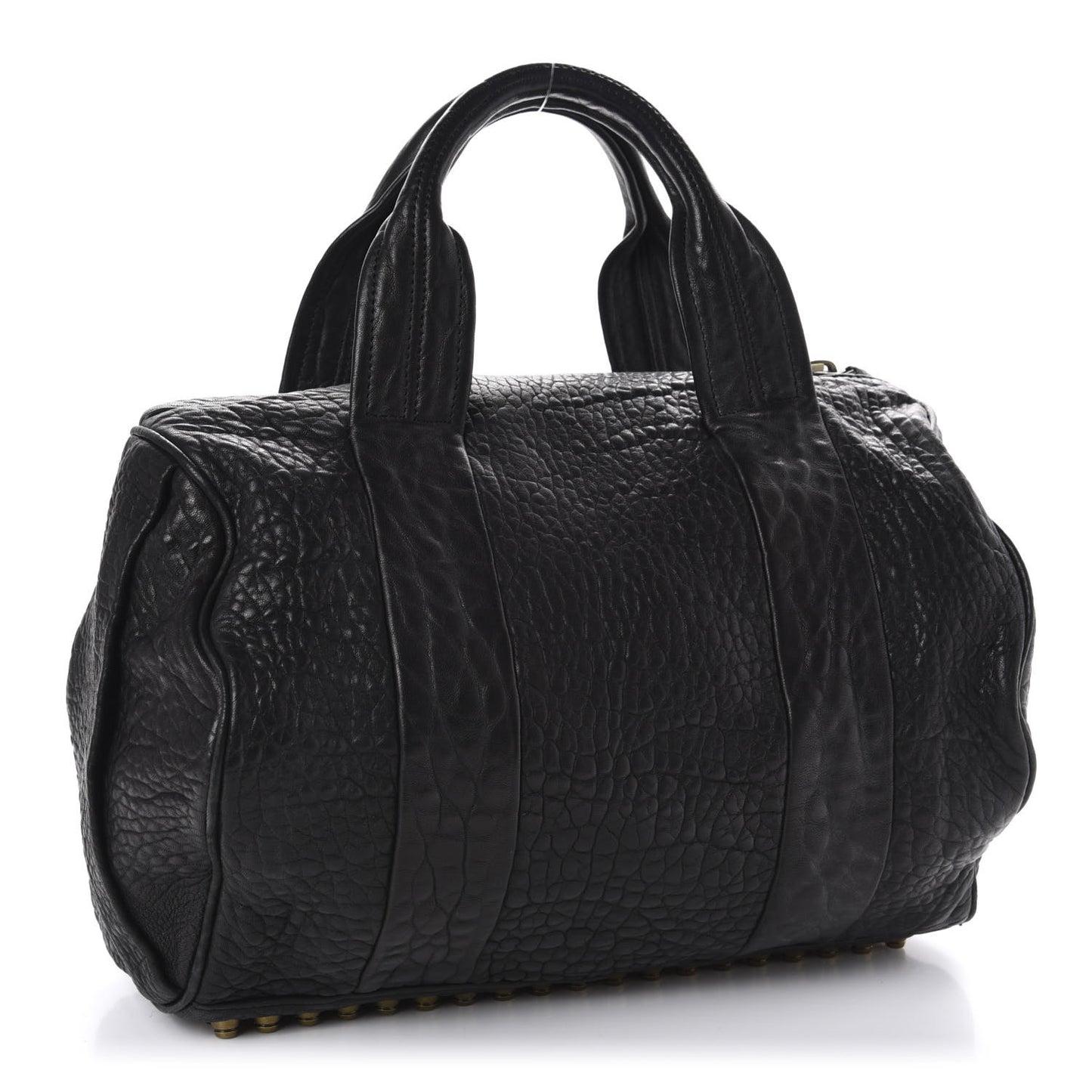 Pebbled Lambskin Rocco Black Antique Brass Hardware