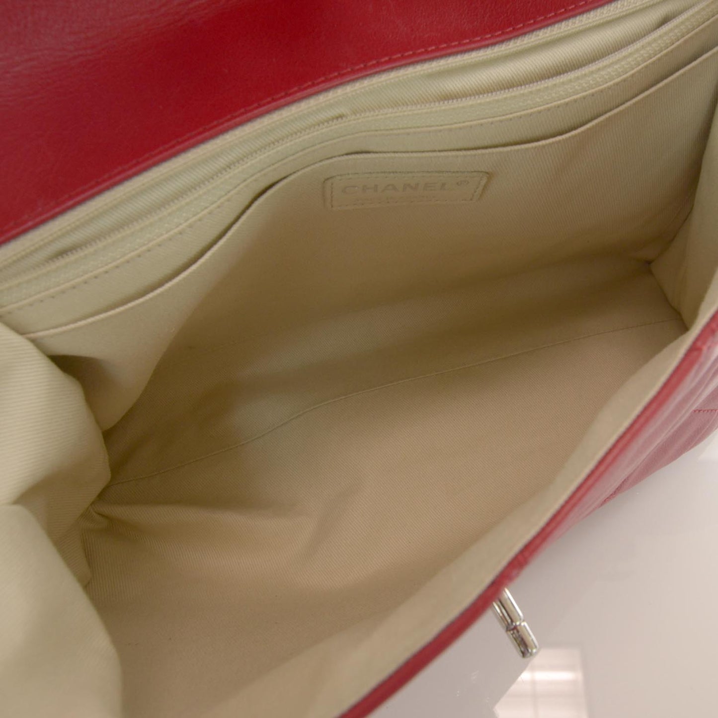 Leather Quilted In the Business Flap Bag Red