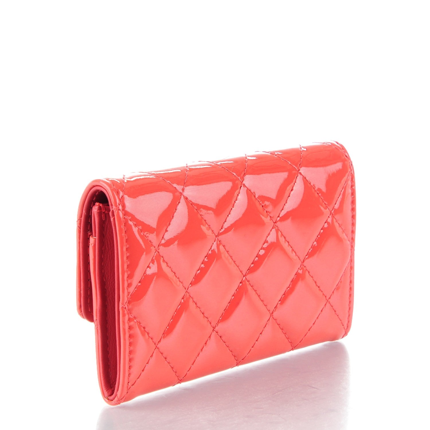Chanel Patent Quilted Flap Card Holder Dark Pink 3 of 9