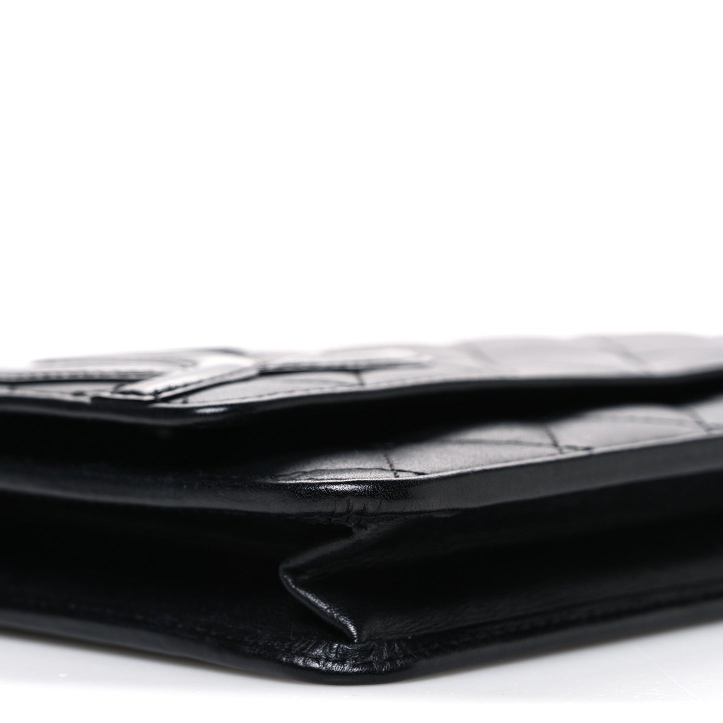 Calfskin Quilted Cambon Wallet on Chain WOC Black