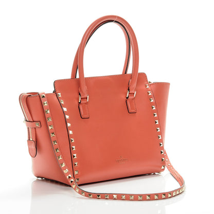 Valentino Garavani Vitello Small Rockstud Double Handle Tote Coral 3 of 8