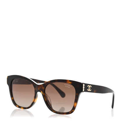 Chanel Acetate Polarized Pearl CC Square Sunglasses 5482-H-A Dark Havana 1 of 8