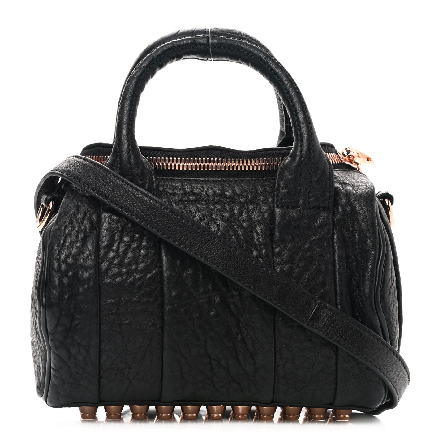 Pebbled Lambskin Mini Rockie Black Rose Gold Hardware