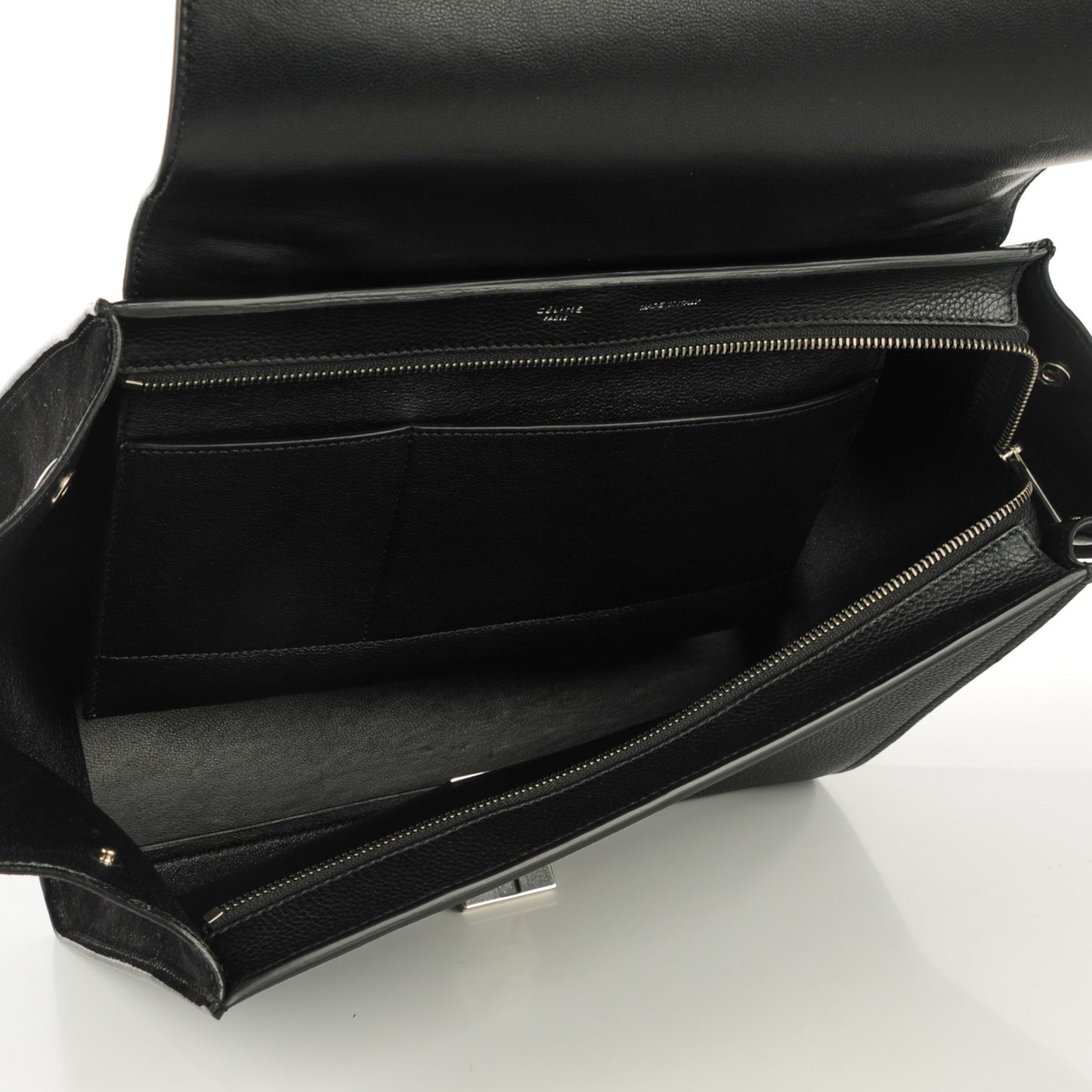 Drummed Calfskin Suede Medium Trapeze Black