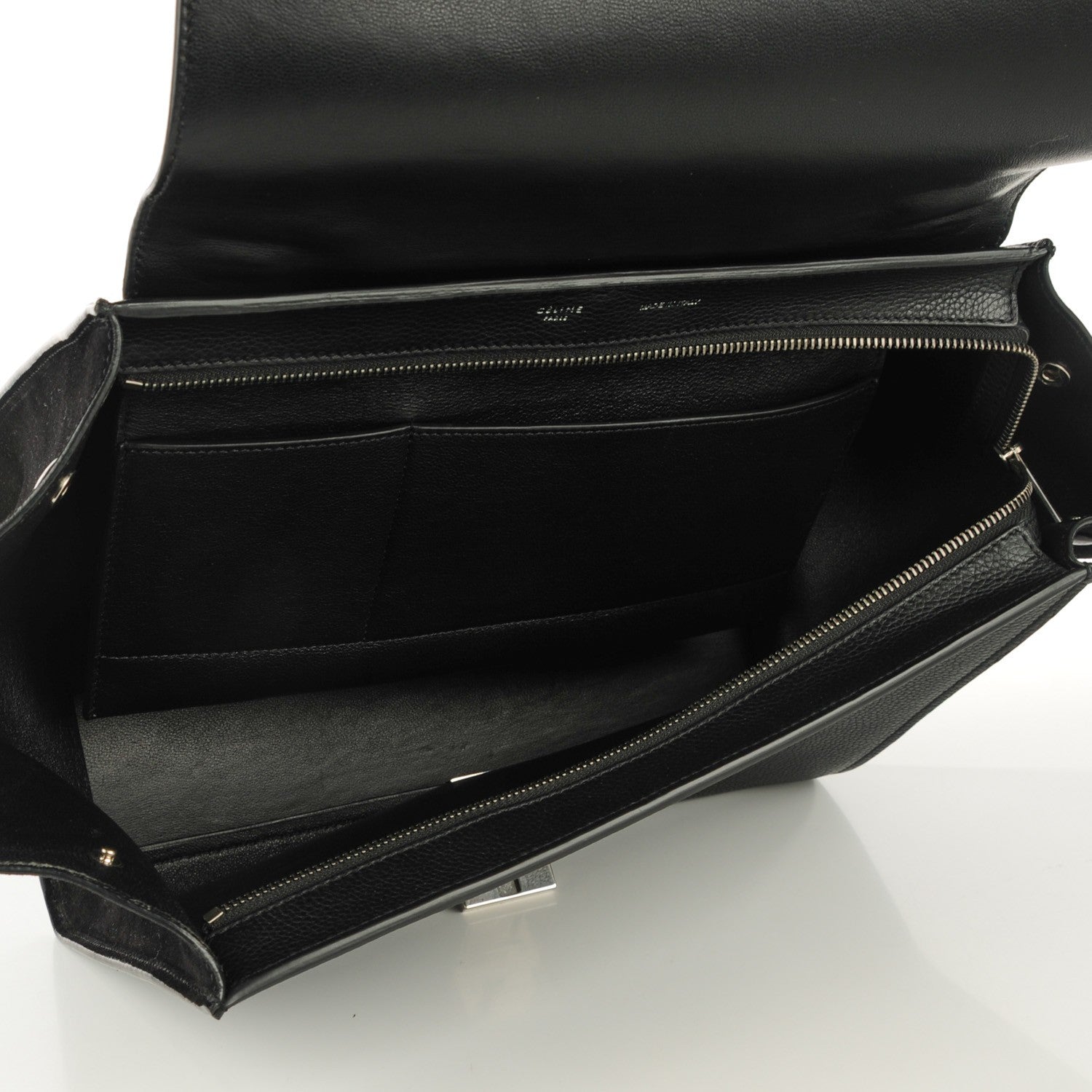 Celine Drummed Calfskin Suede Medium Trapeze Black 5 of 7