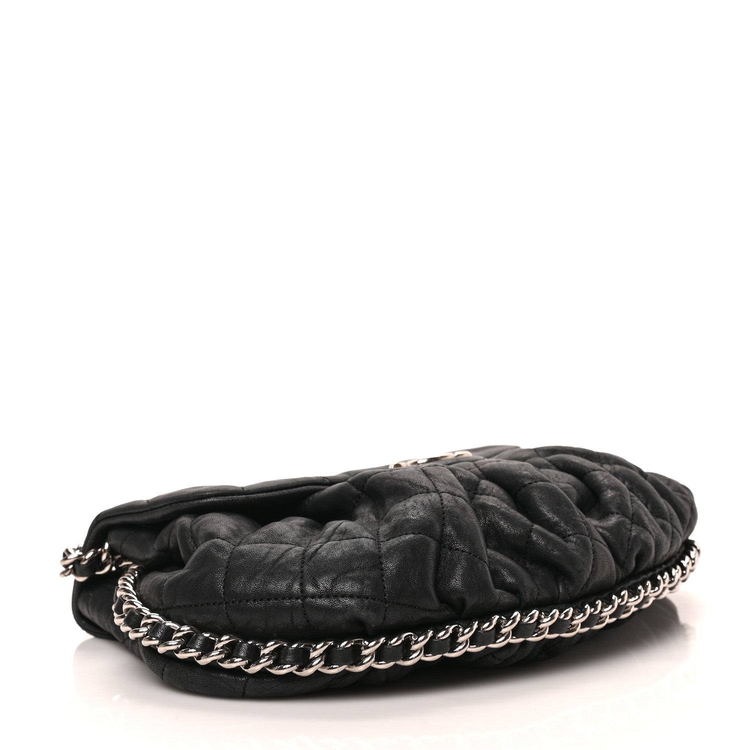Chanel Washed Lambskin Quilted Medium Chain Around Messenger Black 4 of 9