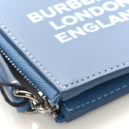 Burberry Calfskin London England Print Logo Card Holder Light Blue 7 of 8