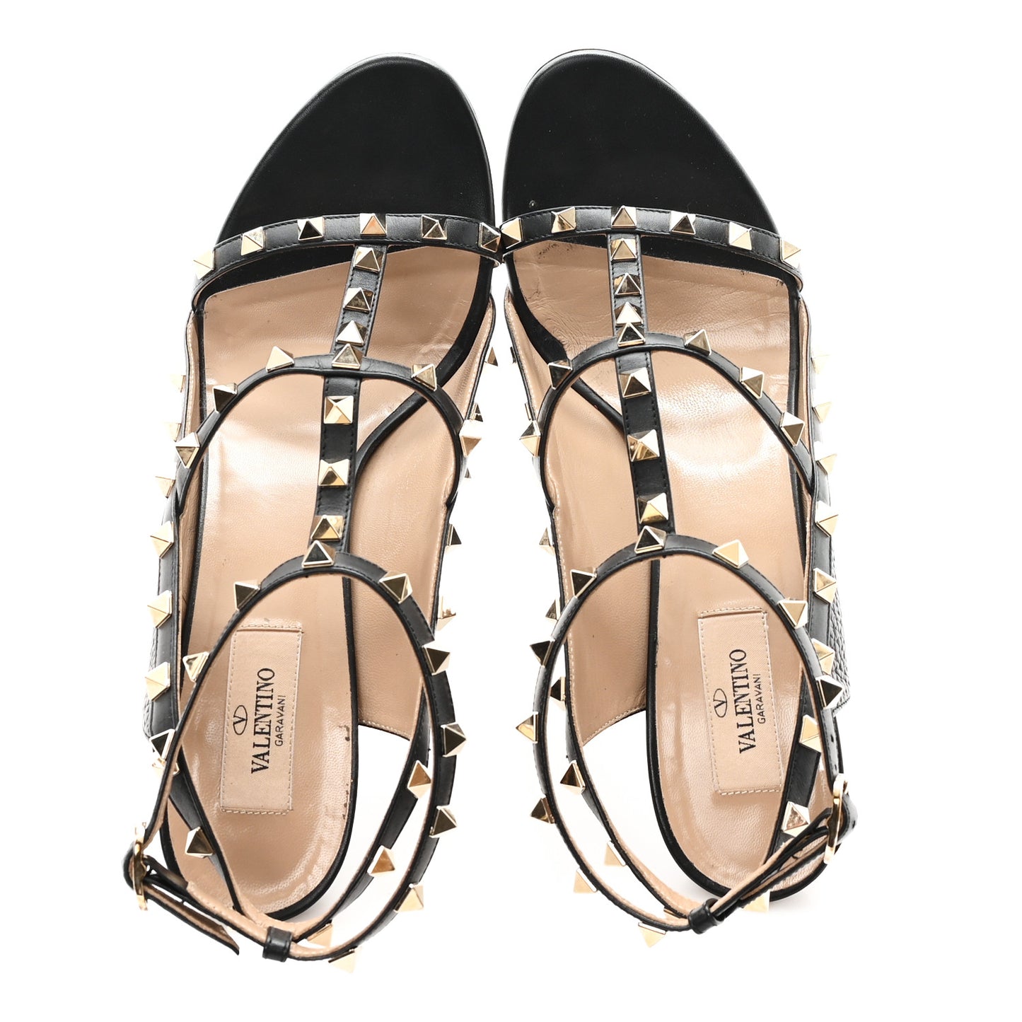 Grained Calfskin Rockstud Gladiator 105mm Sandals 41 Black