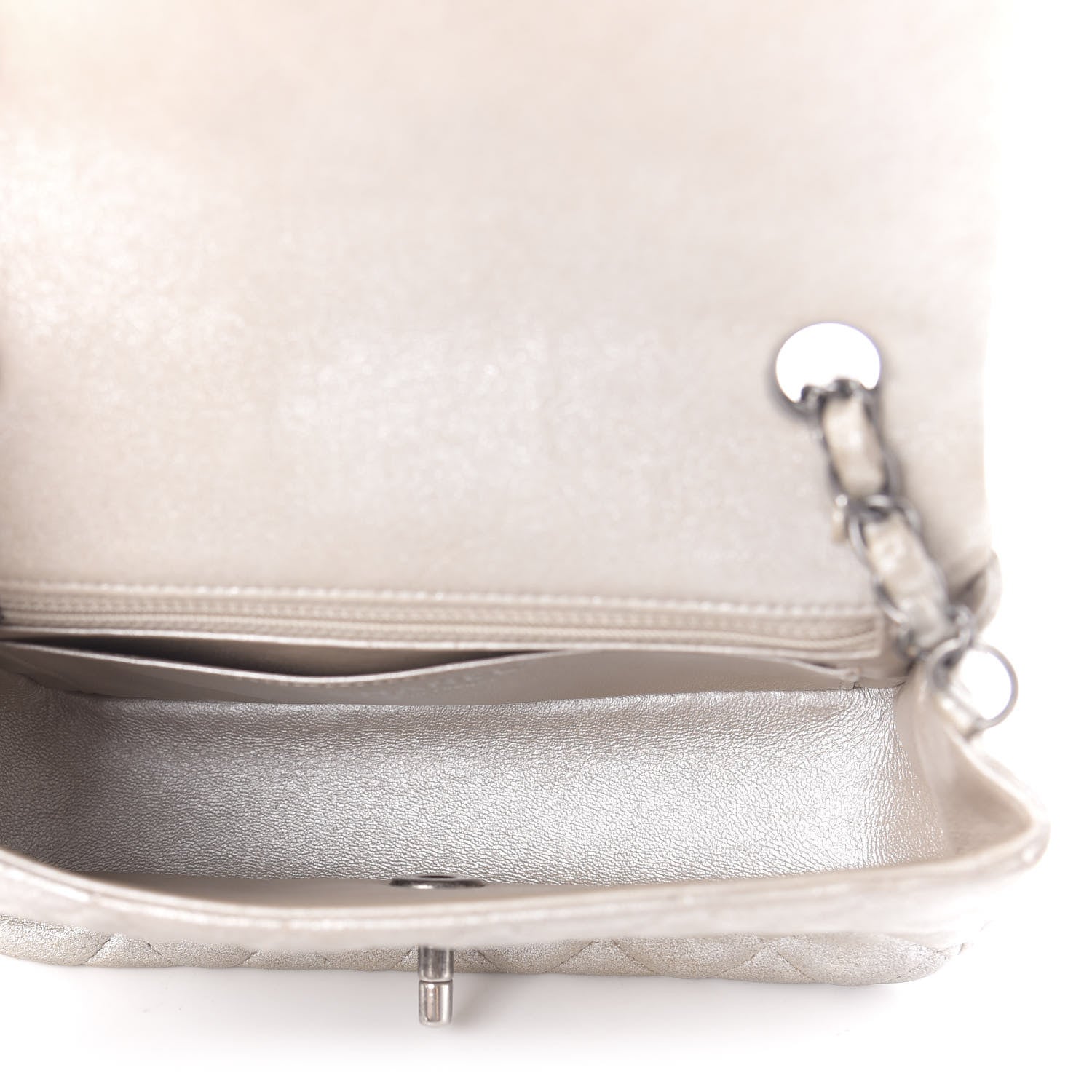 Chanel Metallic Lambskin Quilted Mini Rectangular Flap Silver 5 of 11