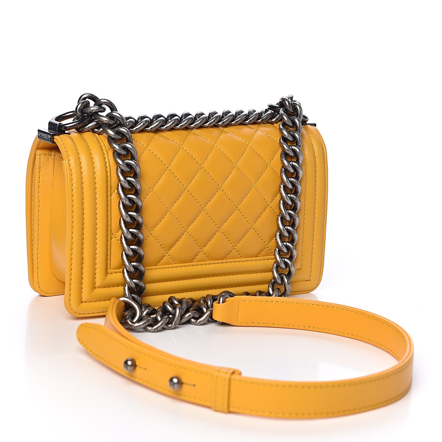 Chanel Lambskin Quilted Small Boy Flap Yellow 3 of 10
