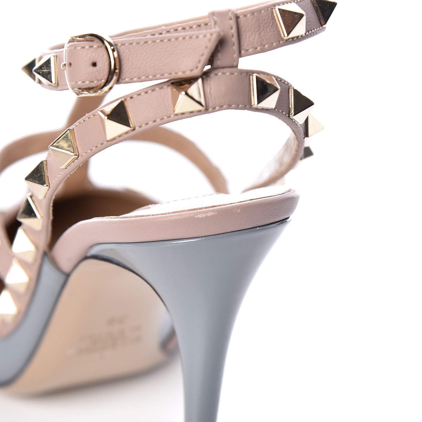 Patent Nappa Rockstud Ankle Strap 100mm Pumps 39 Light Stone Poudre