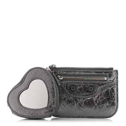 Balenciaga Agneau Le Cagole Clip On Card Mirror Gunmetal 1 of 9