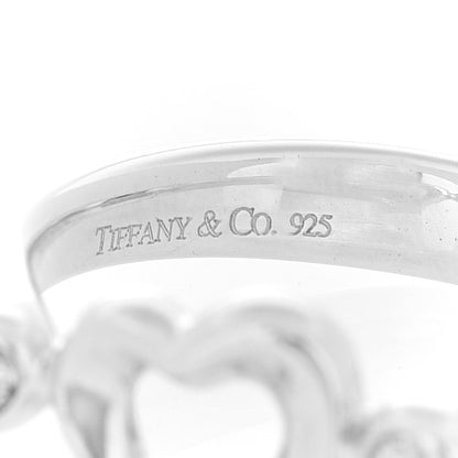 Tiffany Sterling Silver Diamond Elsa Peretti Open Heart Ring 50 5.5 5 of 5