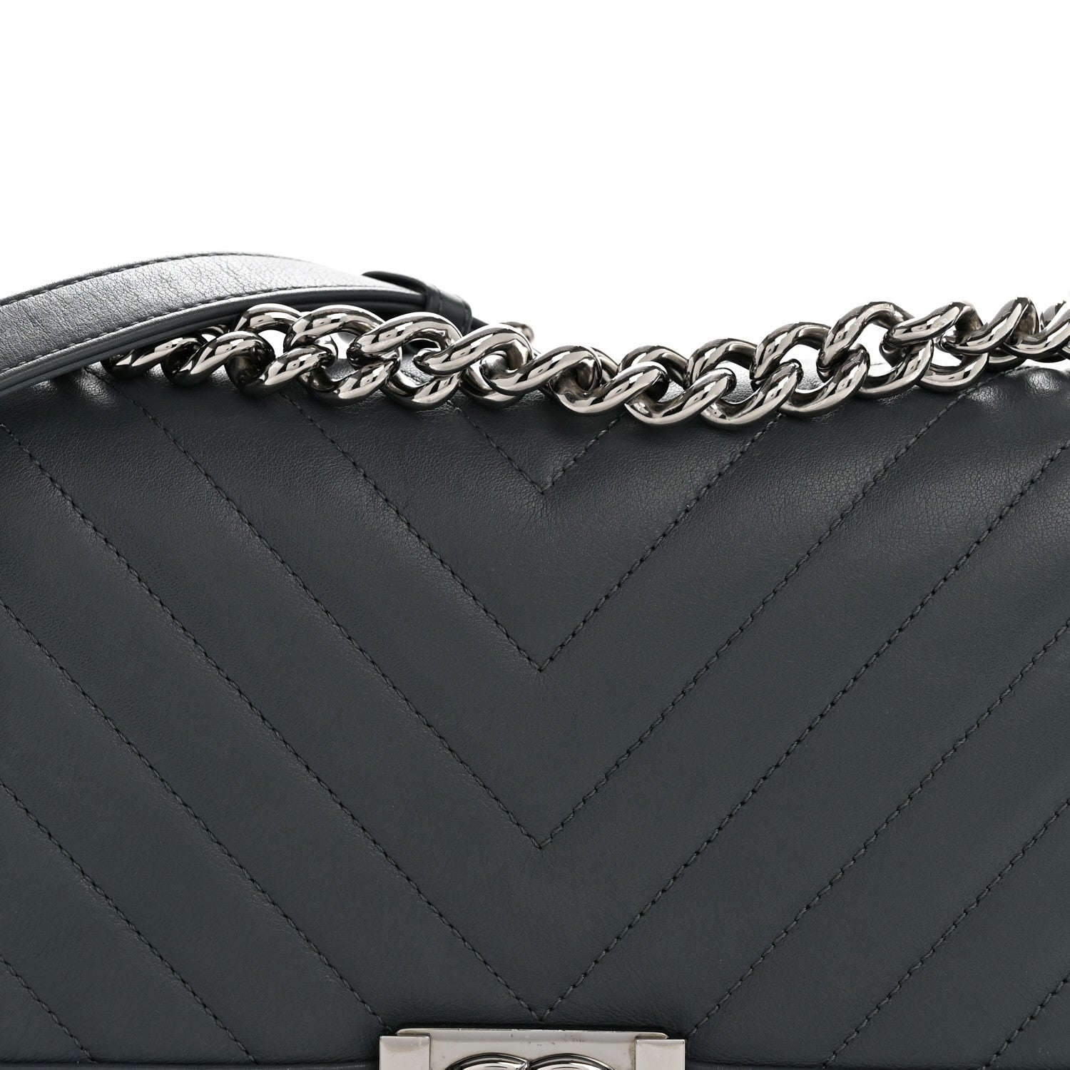 Chanel Calfskin Chevron Quilted New Medium Boy Flap Dark Navy Blue 8 of 12