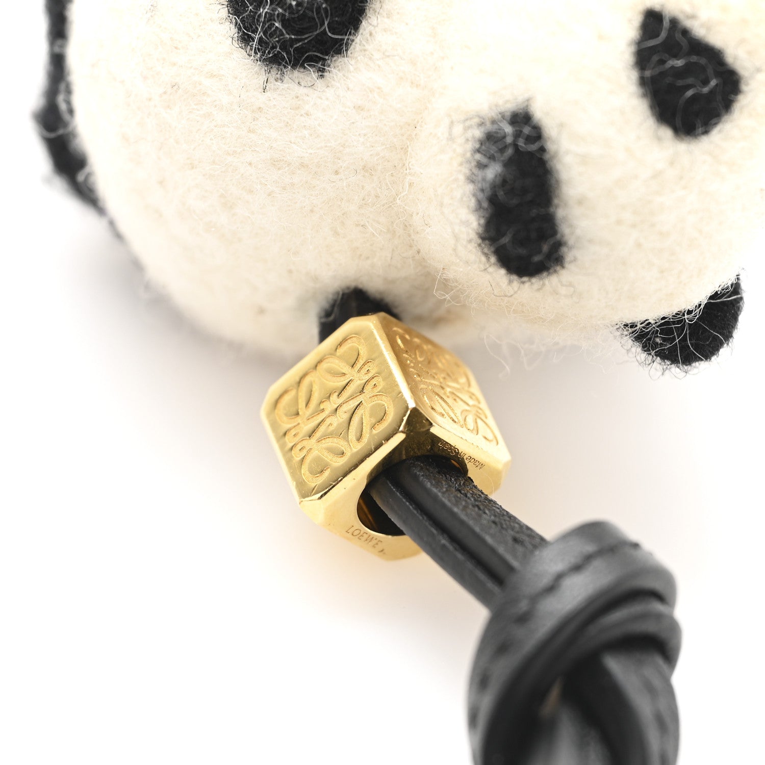 Loewe Calfskin Felt Panda Bag Charm Black White 3 of 3